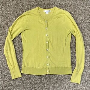 Chartreuse Button-Down Knit Twee Preppy Cardigan Size Medium